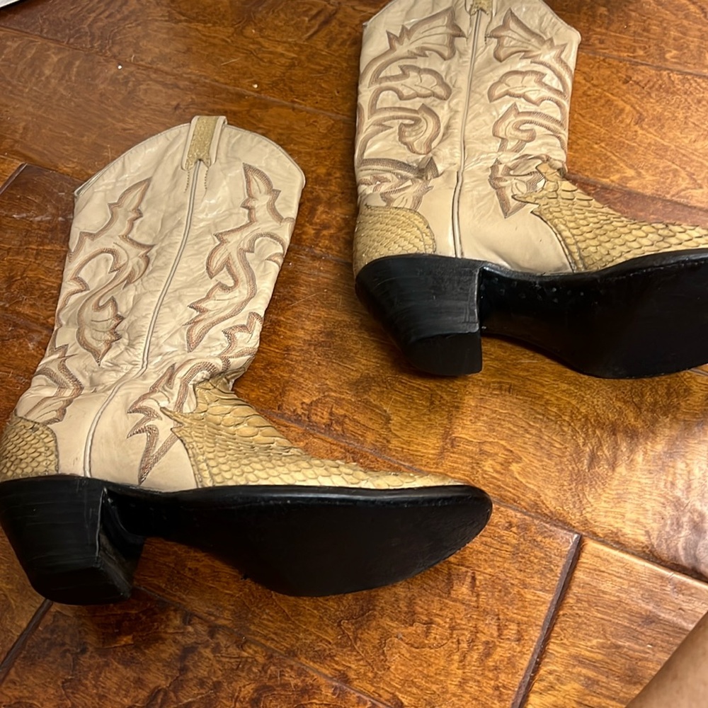 Larry Mahan Tan Python Snakeskin Cowboy Western Boots Men’s - Sz 8 D